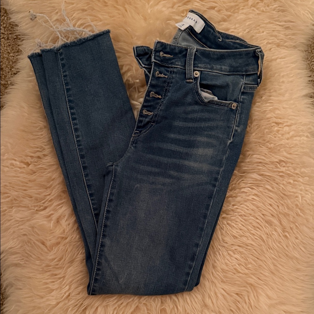 POPSUGAR Distressed Dark Blue Skinny Jeans